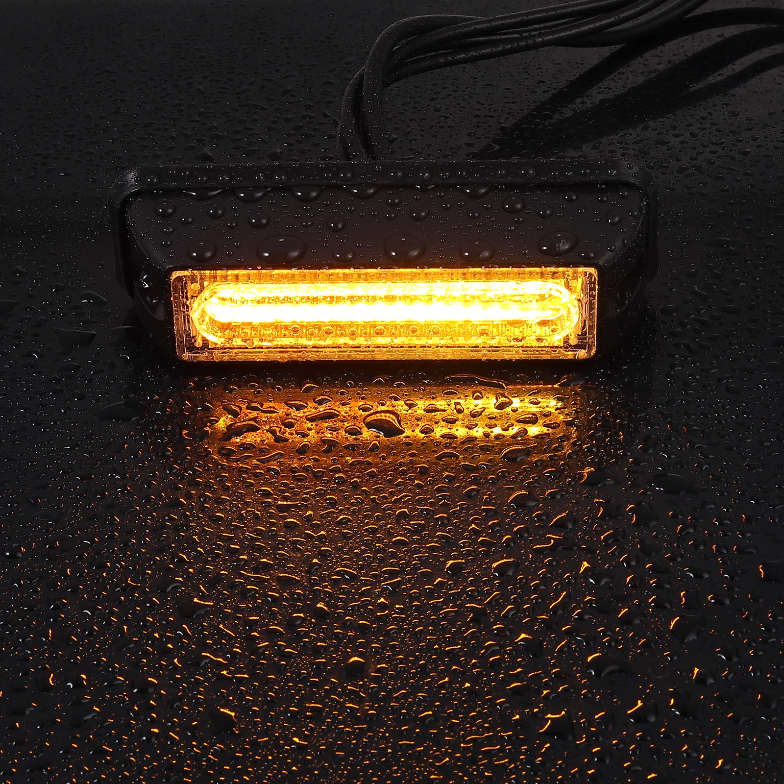 Justech 4PCS COB Recovery Lights 12V 24V Hazard Warning Light Amber