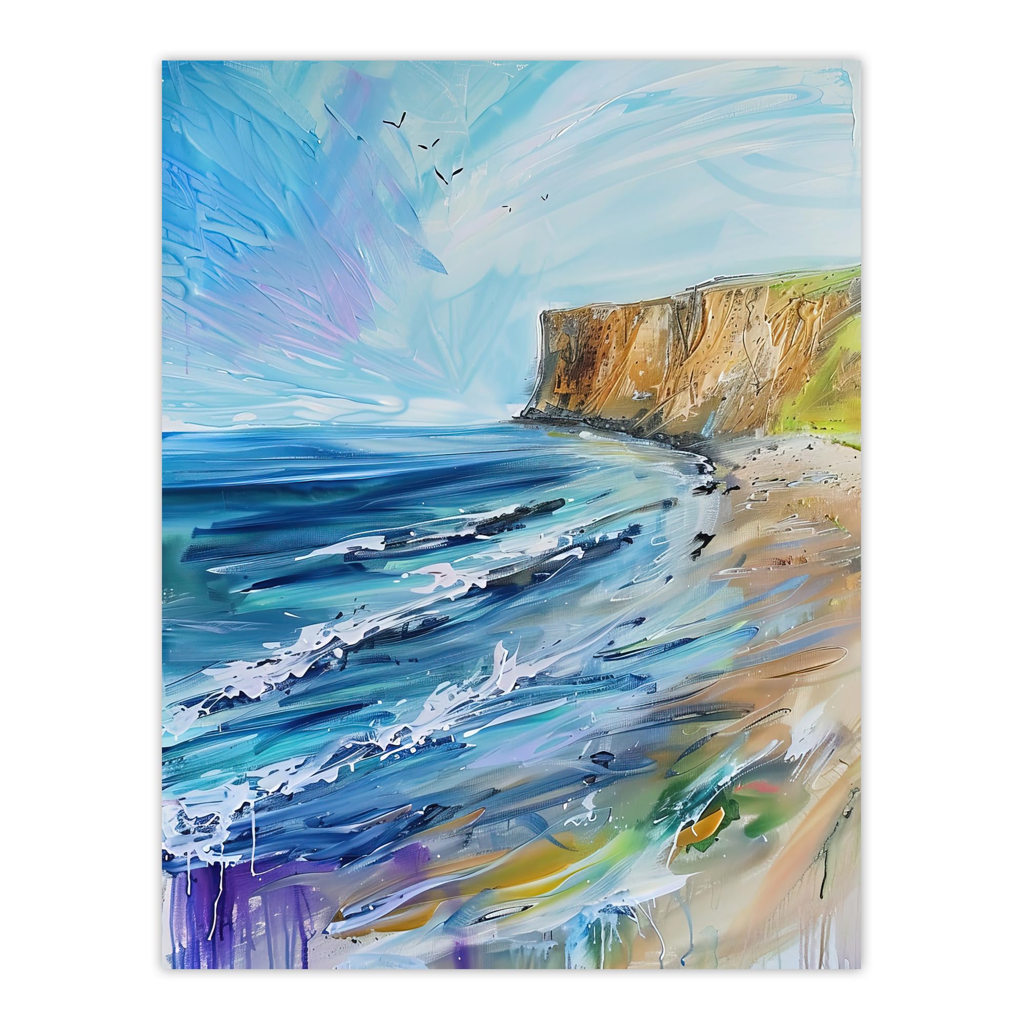 Artery8 Hunt Cliff Saltburn Yorkshire Coast Waves Bathroom Toilet Large Wall Art Poster Print Thick Paper 18X24 Inch