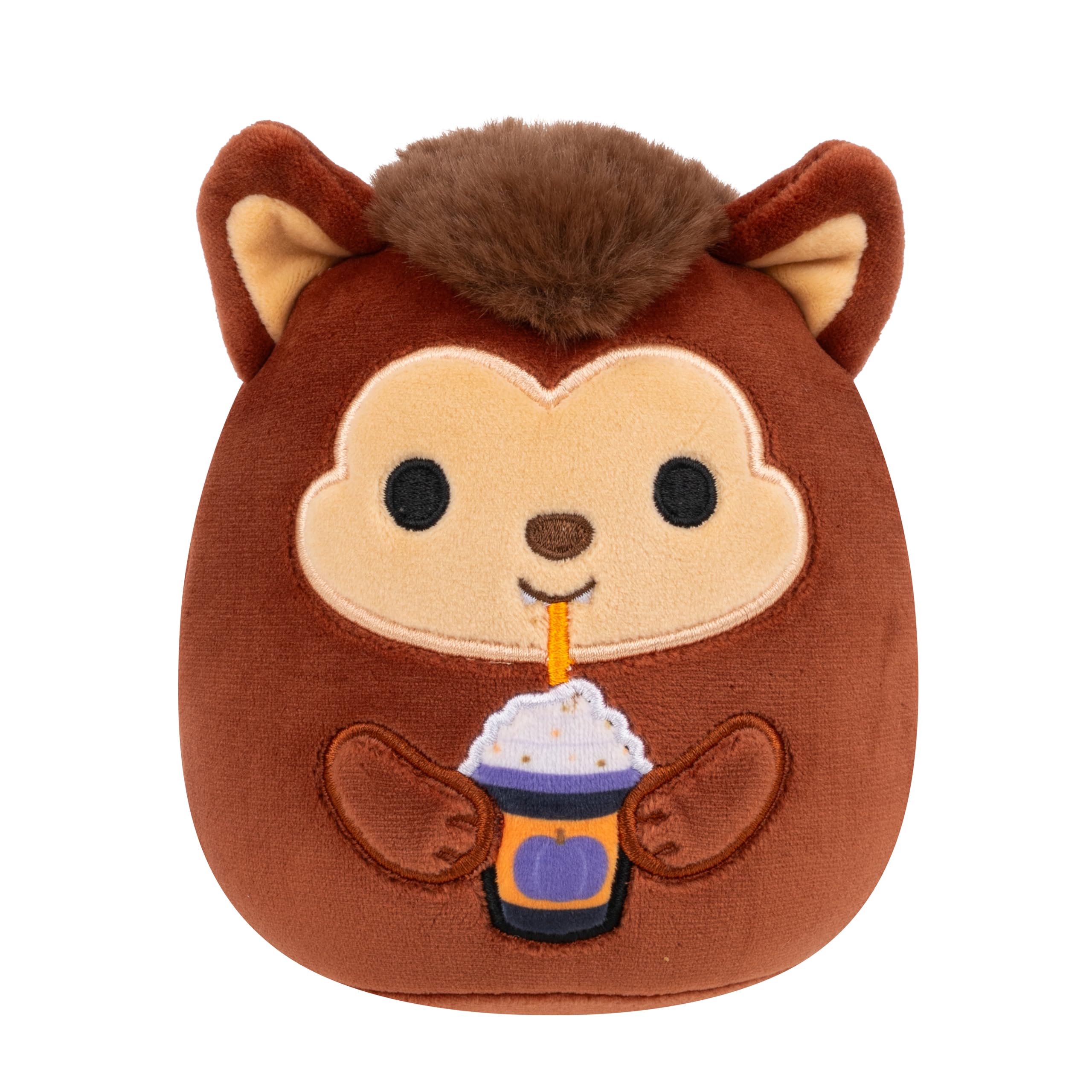 Squishmallows 7.5-Inch Wade the Brown Werewolf Holding Frappe Halloween Plush, Multicolor, 7.5 inches