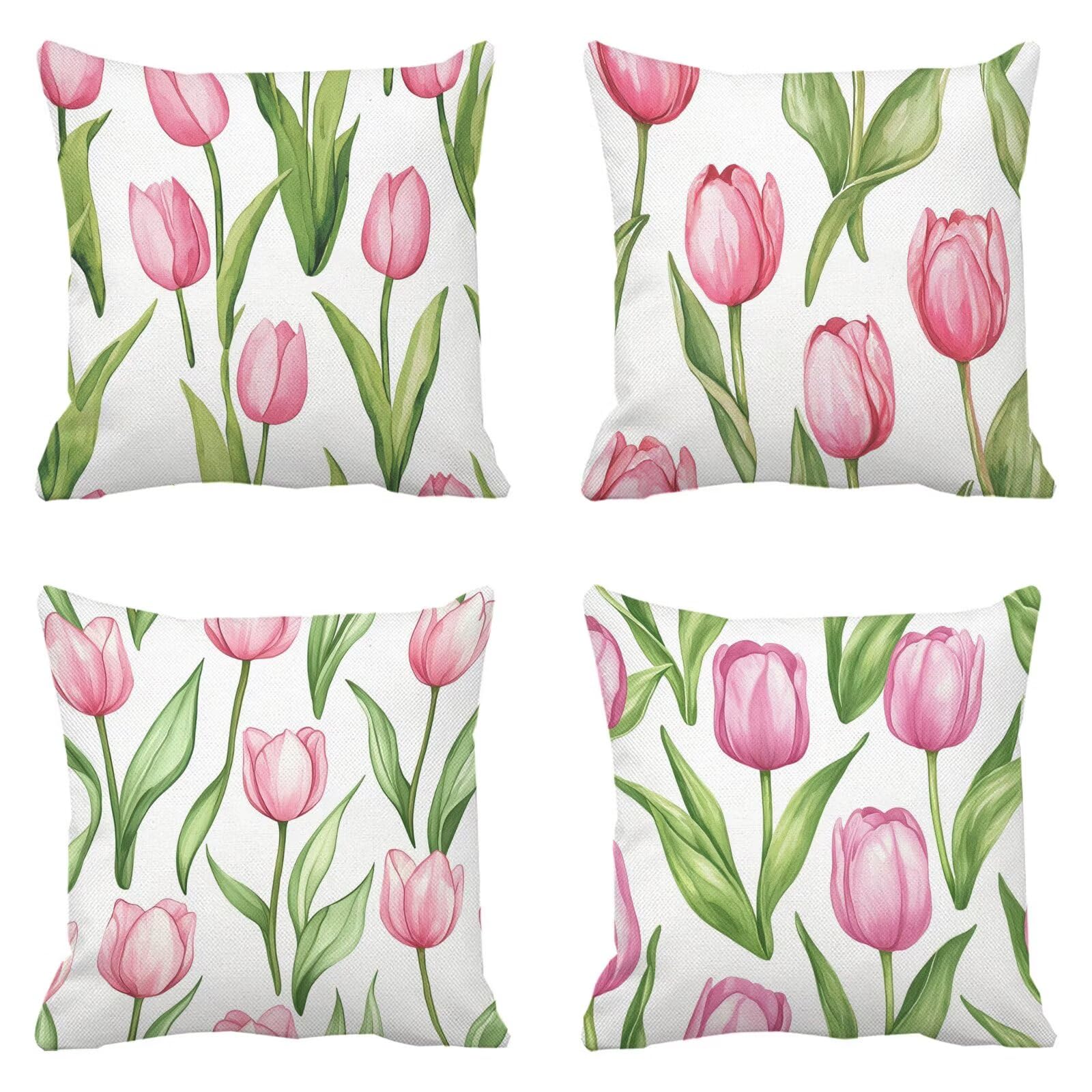 Grand coussin extérieur étanche 80x80 rose et vert pour rénover un canapé de terrasse usé