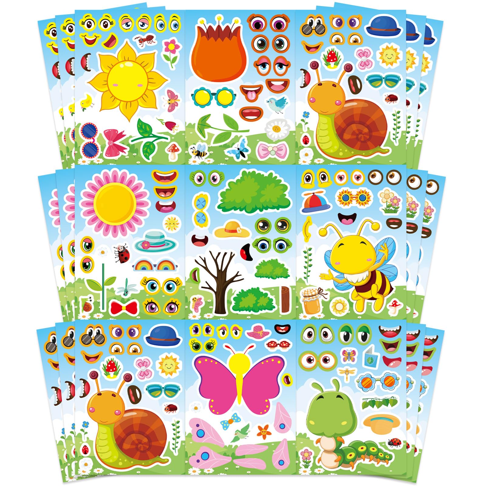 24 Sheets Make Your Own Stickers, Creative Game Stickers for Kid Toddlers