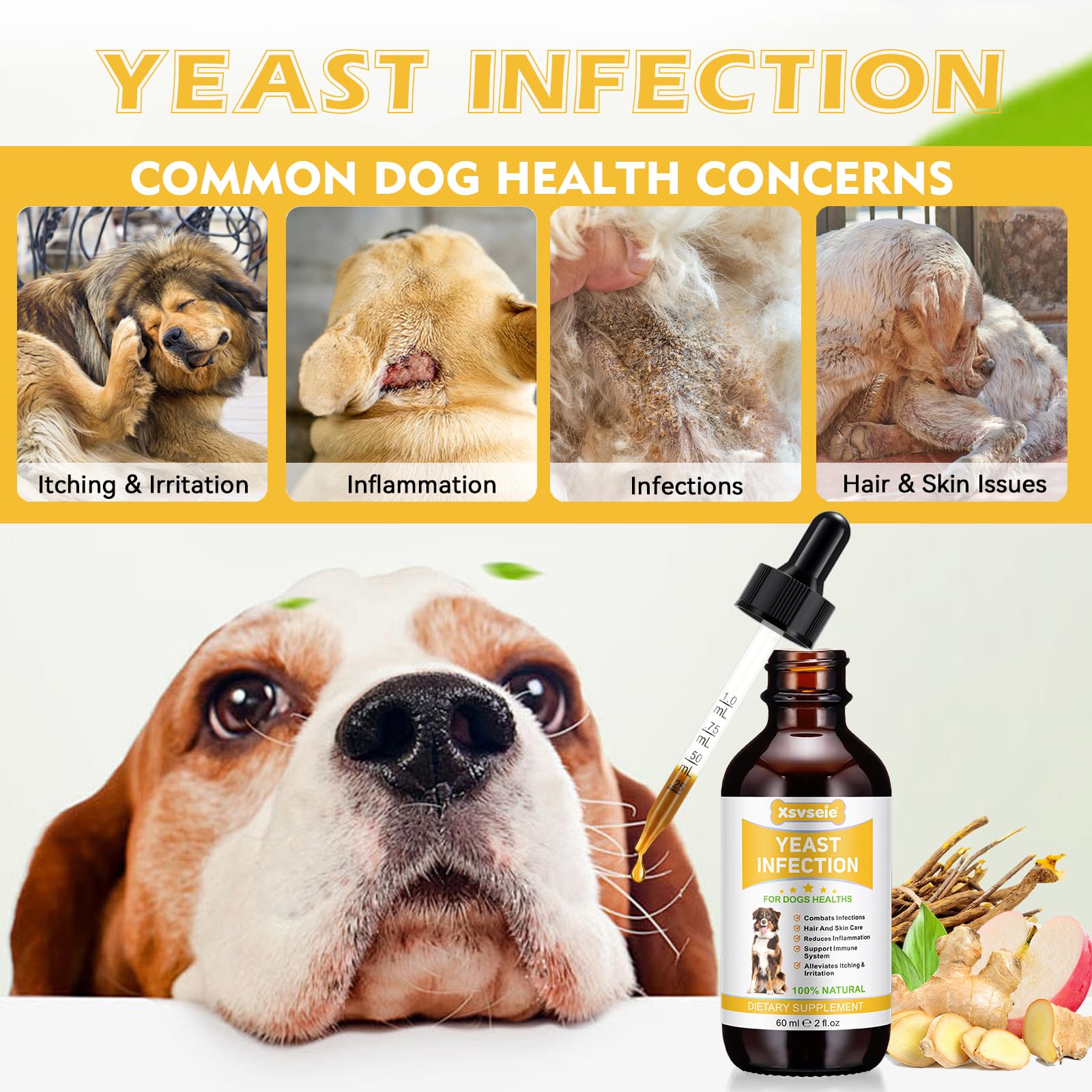 CLFJLXYX Natural Yeast Infection Treatment for Dogs,Dog Ear Infection Relief,Itchy Dog Skin Relief - Image 3