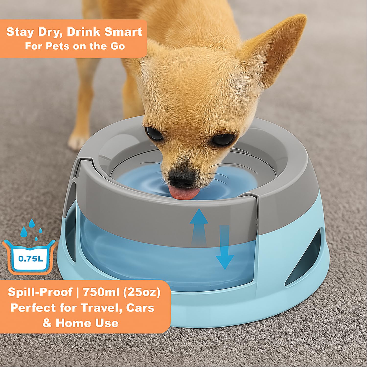 WainHan Kein Verschütten Haustier Wassernapf groß | Katze Wassernapf | Hund Wassernapf Reise groß | Kein Rutschen Haustier Langsam Wassernapf | Road Trip Pet Wassernapf 297 g (Babyblau)