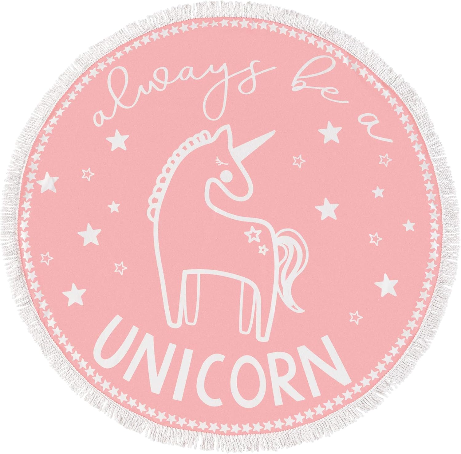 Mud Pie Unicorn Beach Blanket, Pink, 55" Dia