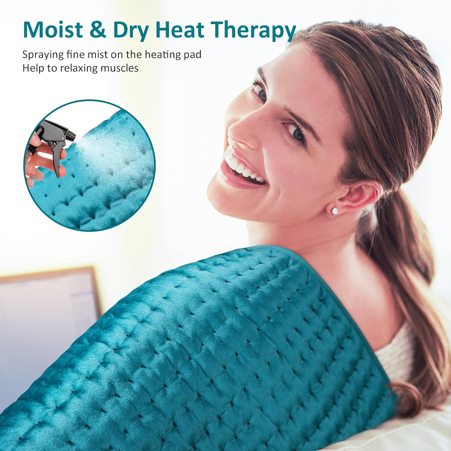 Electric Heating pad for Back/Shoulder/Neck/Knee/Leg Pain, Cramps and Arthritis Relief, 6 Fast Heating Settings, Auto-Off, Machine Washable, Moist Dry Heat Options, Extra Large 20"x24"