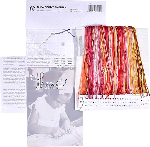 Miniatura 3 de Thea Gouverneur - Kit de punto de cruz, diseño de dalia, Aida, 16 unidades, para adultos, 441A