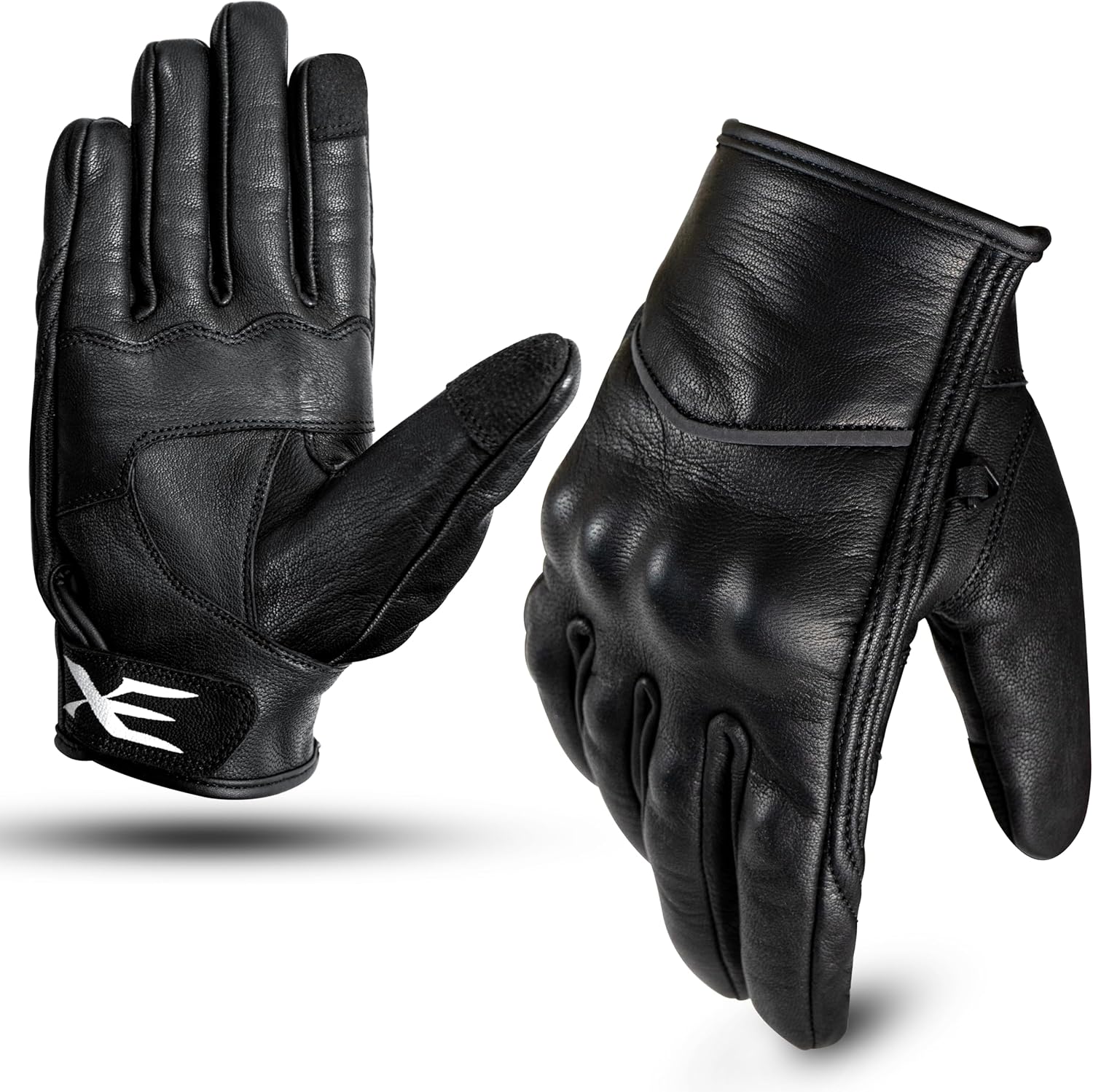 XE Black Leather Motorcycle Gloves – Ideal Full Finger Goat Skin Leather Touchscreen Motorbike Gloves for Men and Women – Powersports Protective Gear XE Black Leather Motorcycle Gloves – Ideal Full Finger Goat Skin Leather Touchscreen Motorbike Gloves for Men and Women – Powersports Protective Gear