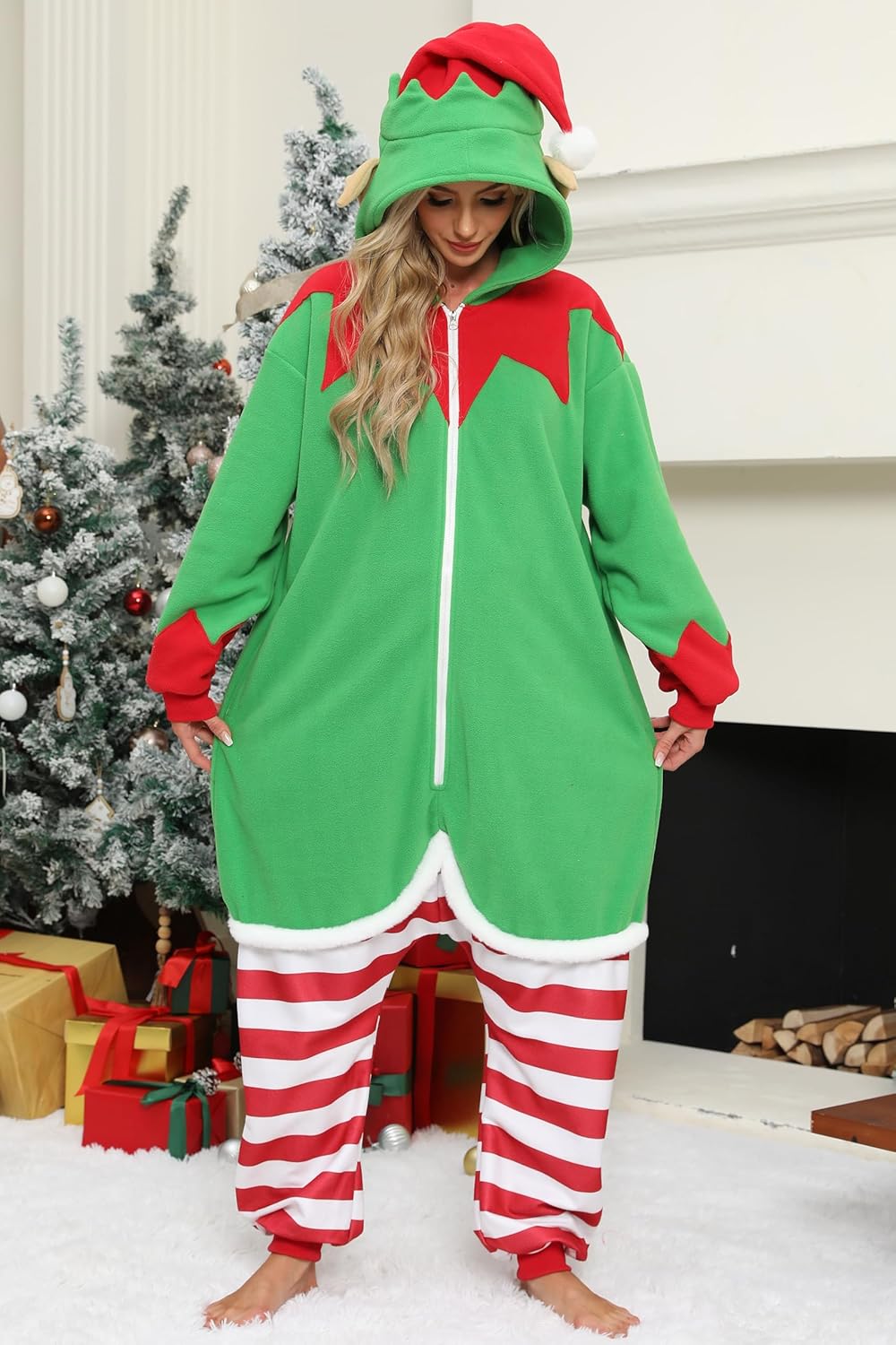 Unisex Adult Onesie Pajamas, Flannel Cosplay Animal One-Piece Halloween Costume Sleepwear Homewear