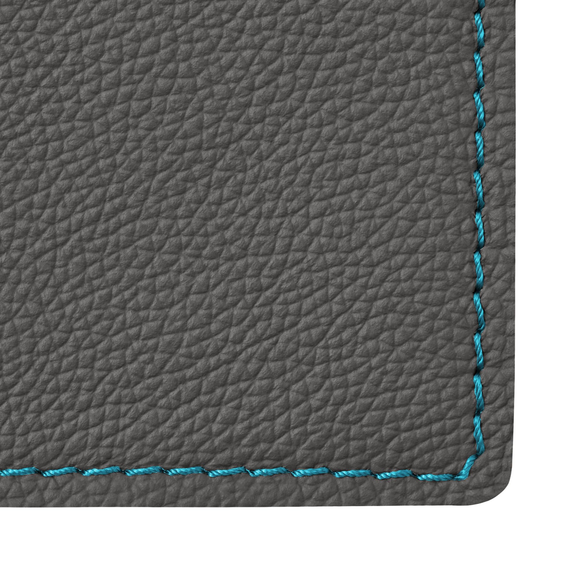 Eglooh - Palladio Deluxe - Sottomano Scrivania in Vera Pelle Grigio Antracite - cm 50x35 - Eleganti Cuciture Blu in Contrasto e Fondo Antiscivolo - Made in Italy