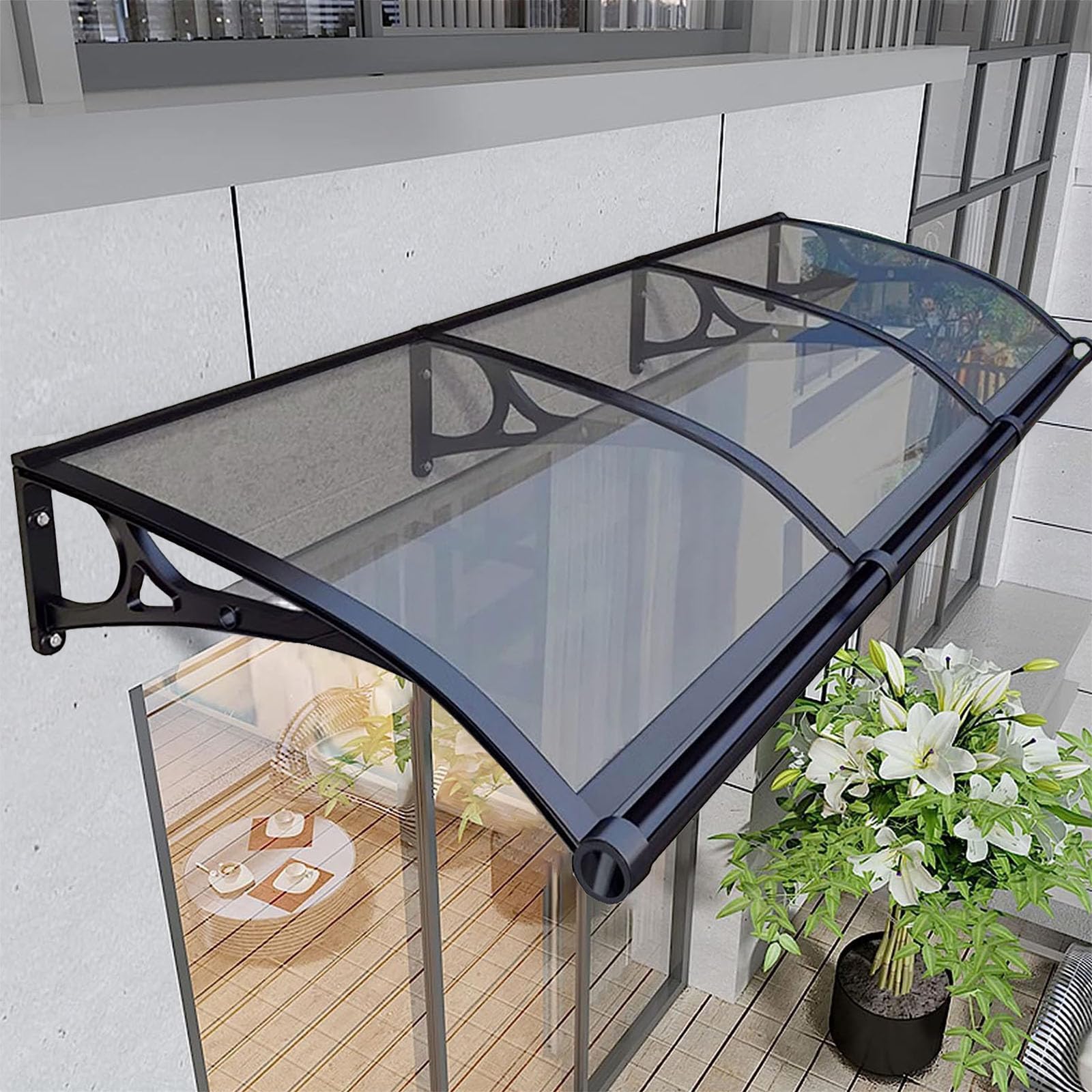 LWJSOCP Outdoor Balcony Door Canopy Awning Entrance Window Sun Rain Shade for Home Veranda Patio Terrace (Gray 60x100cm 23.62x39.37in)