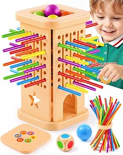 Montessori Spielzeug Holz Brettspiel ab 3–9 Jahre mit Stäbchen & Ball
