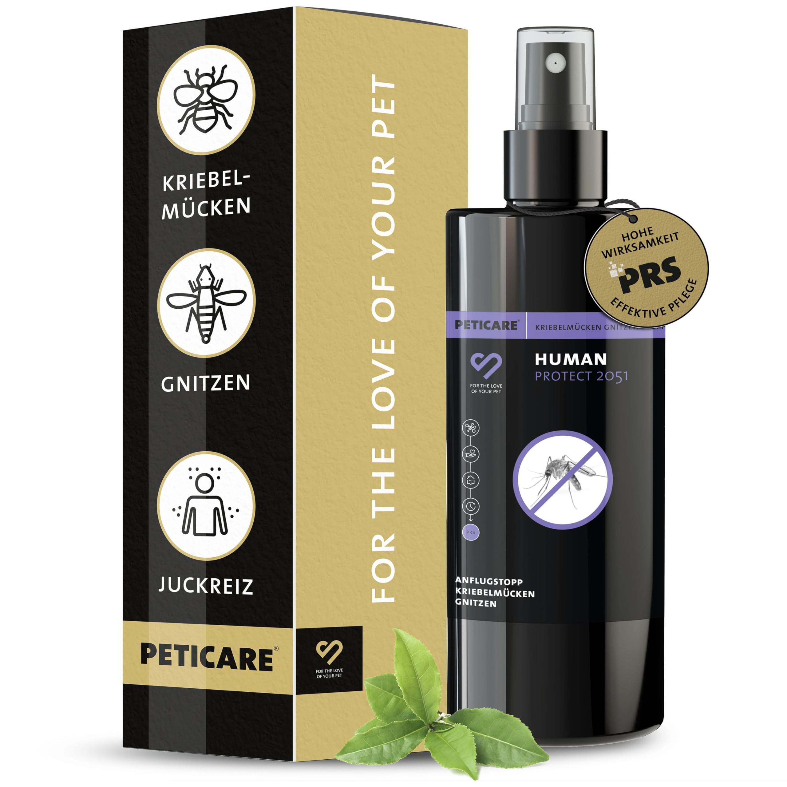 Peticare Anti-Kriebelmücken & Gnitzen Spray | Bietet Schutz bis zu 8 Stunden, für Erwachsene, Kinder | zuverlässige Abwehr | einzigartiges PRS® System für Lange Wirkung – Human Protect 2051