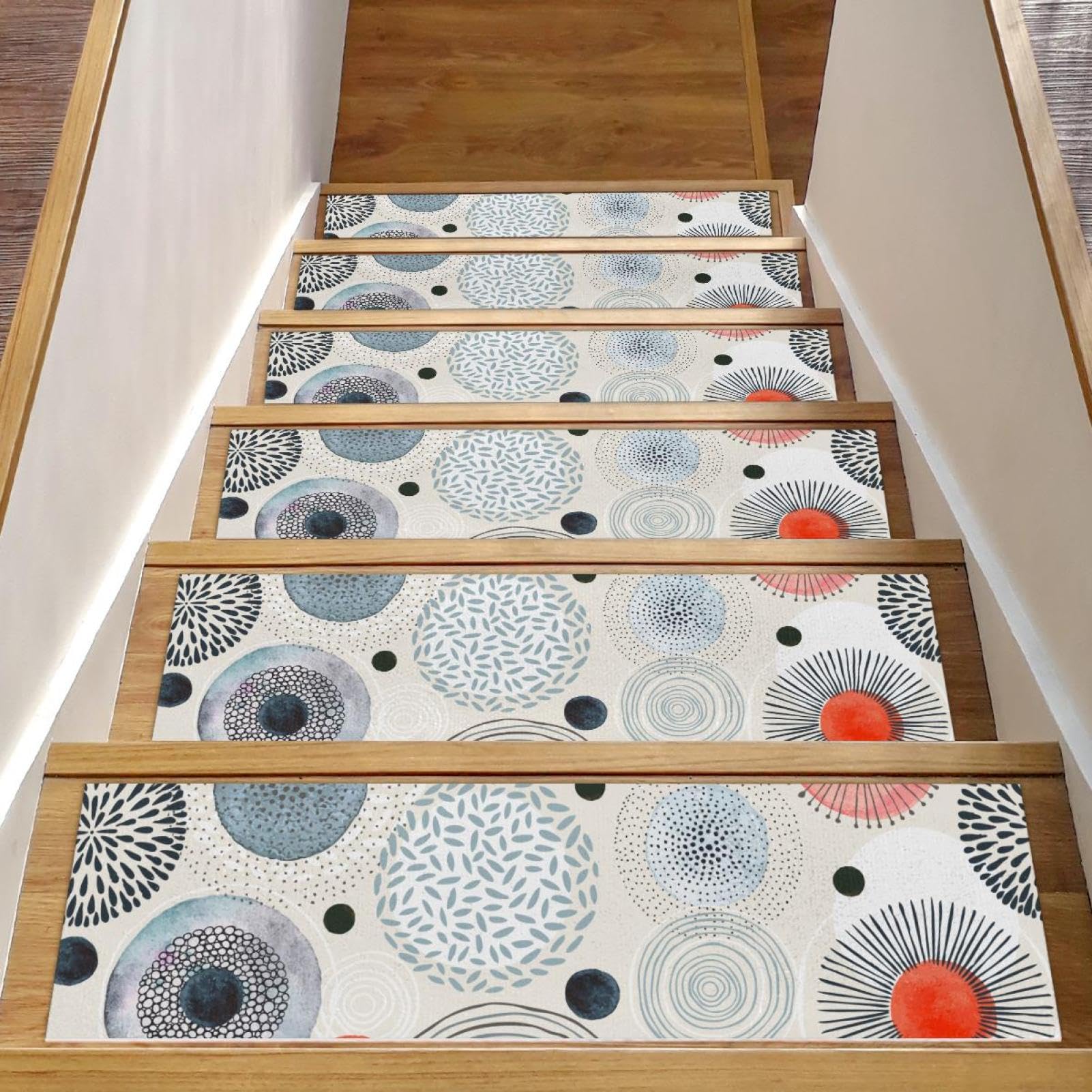 Alfombra para peldaños de escalera Maru Bubble con textura premium protectora de madera interior