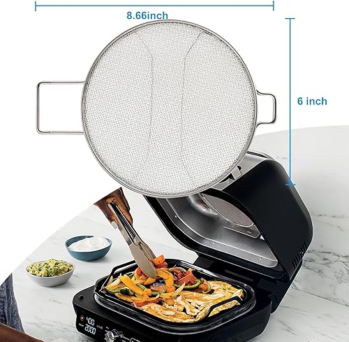 Miniatura 8 de Juego de 3 alfombrillas de parrilla para Ninja Foodi IG651, IG600, IG601, repuesto de acero inoxidable con pantalla de salpicaduras, accesorios para