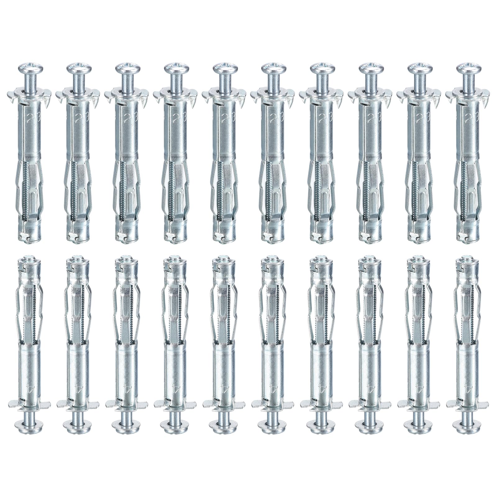DTGN M4x46mm Hollow Wall Anchors - 60 Pack - Good for Hollow Wall Plaster Walls - Carbon Steel Hollow Drywall Anchors Screws, Silver