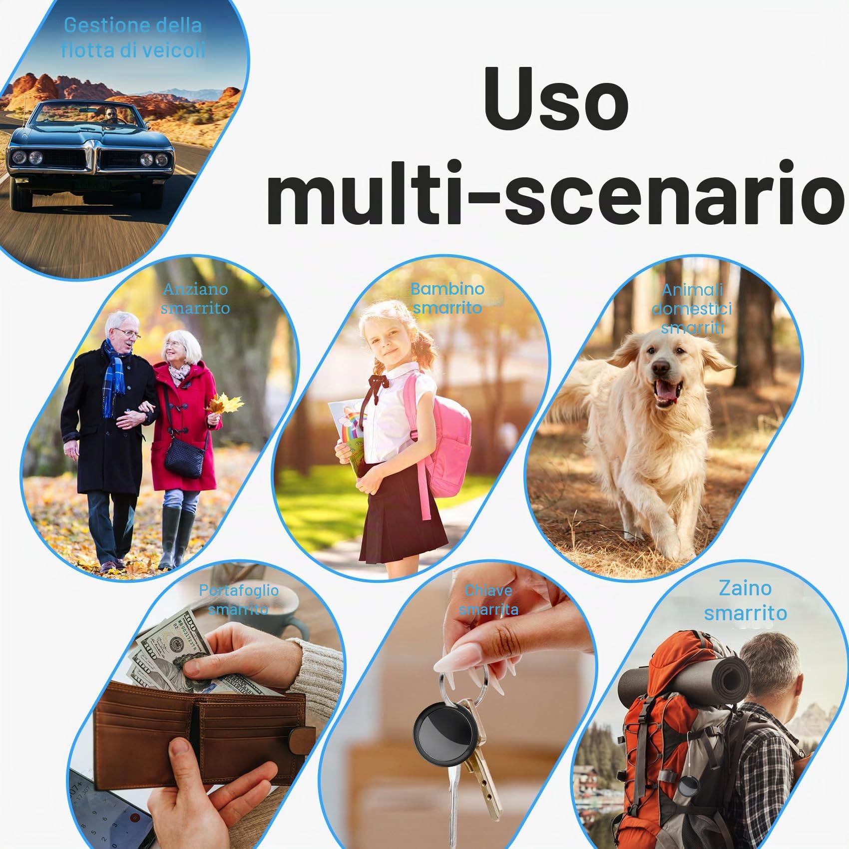 Air Tracker Android, GPS Tracker per Auto,Tag GPS Android Funziona con Google Find Hub, Localizzatore GPS Per Auto Nascosto SIM senza abbonamento,Localizzatore GPS Auto Per Veicoli,Chiave (Nero)