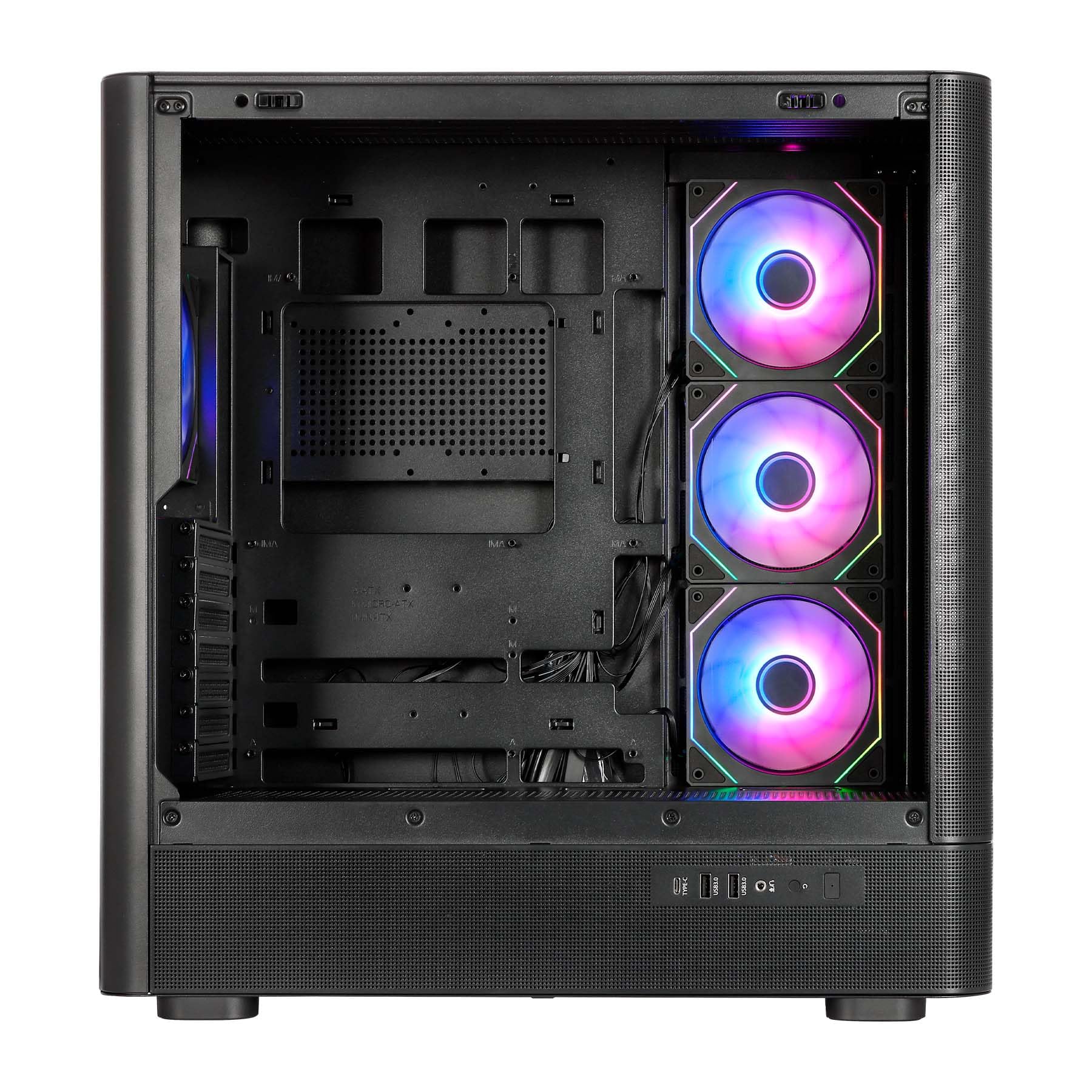 Abysm Gaming Caja ATX Danube SAVA H500 II Air Black | Cristal Lateral Templado, Panel de Rejilla, Siete Slots de Expansión, 4 Ventiladores 120mm ARGB Preinstalados