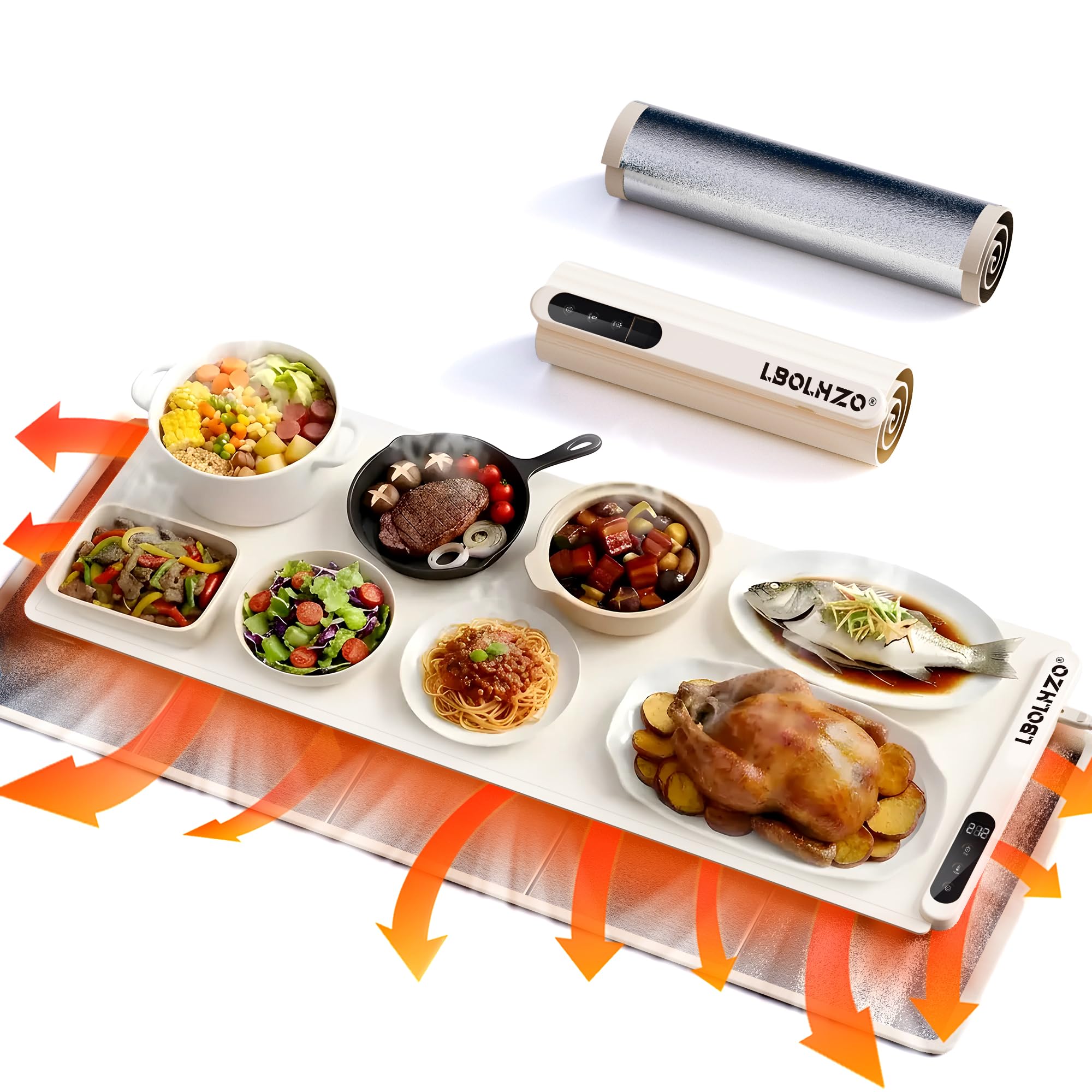 Warming Mat For Food Extra Large 36"x16" 580W Food Warming Mat With Heat Resistant Pad,Chafing Dishes for Buffet 6 Temp 6 Hours,Roll Up Food Warmers for Parties Buffet for Catering Gatherings