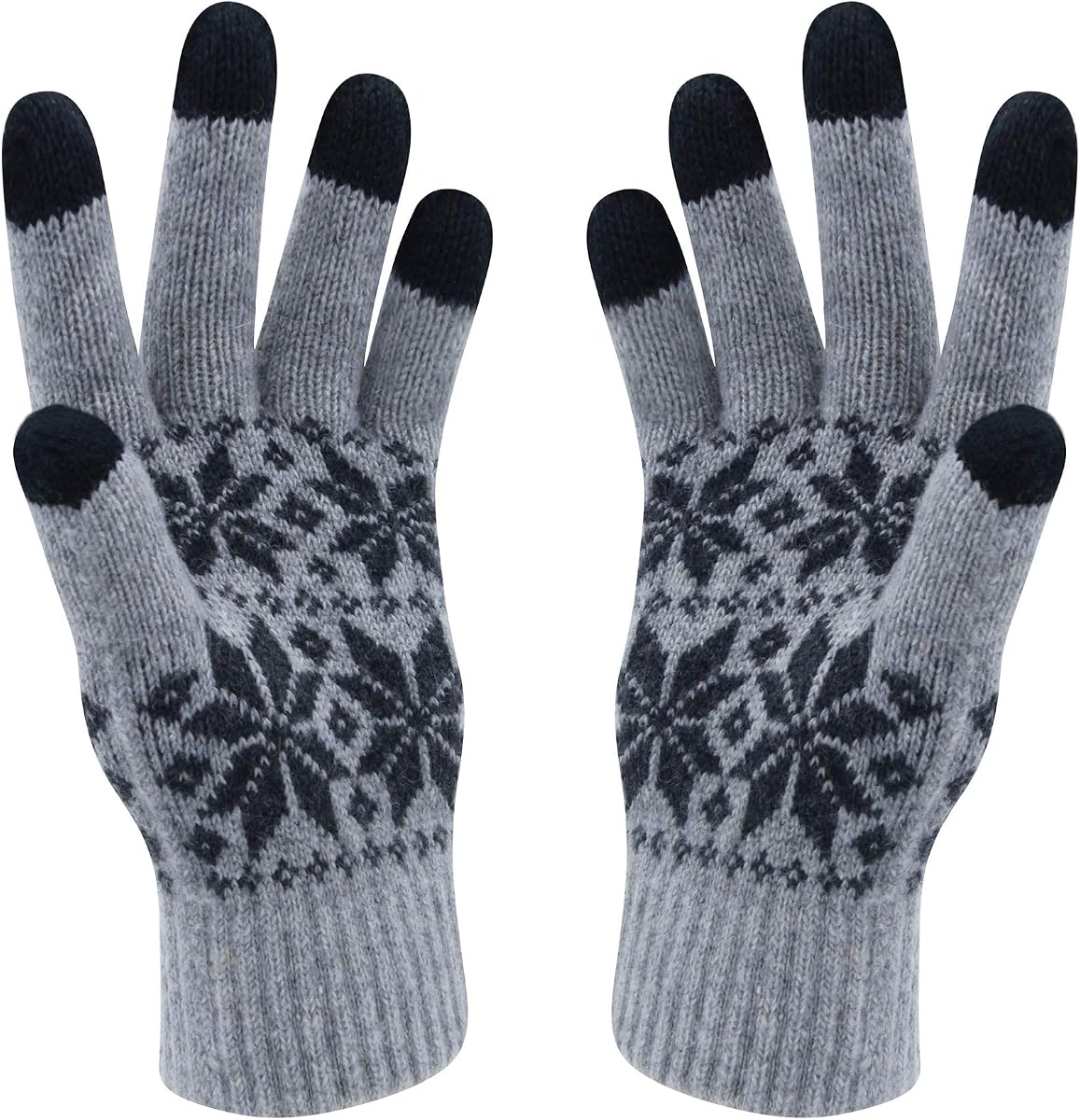 Guantes de invierno con pantalla táctil, estampado de flores de nieve, mantienen el calor para mujeres y hombres