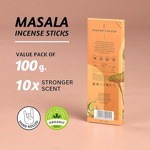 Miniatura 2 de Folkulture Varitas de incienso de sangre de dragón enrolladas a mano, varillas de inscentaje 100% orgánico para la paz, 100 GMS de insenses Masala,