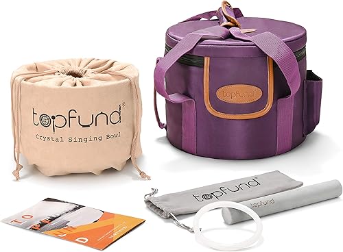 Miniatura 3 de TOPFUND Moldavite Fusion F Note - Cuenco de cristal con diseño de corazón y chakra, de 10 pulgadas, con funda de transporte resistente y mazo de