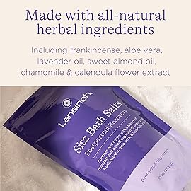 Lansinoh Sitz Bath Salts, Postpartum Essentials, and Hemorrhoid Treatment, Epsom Salt Bath Soak with Lavender Oil, Frankincense and Aloe Vera, 10 Ounce