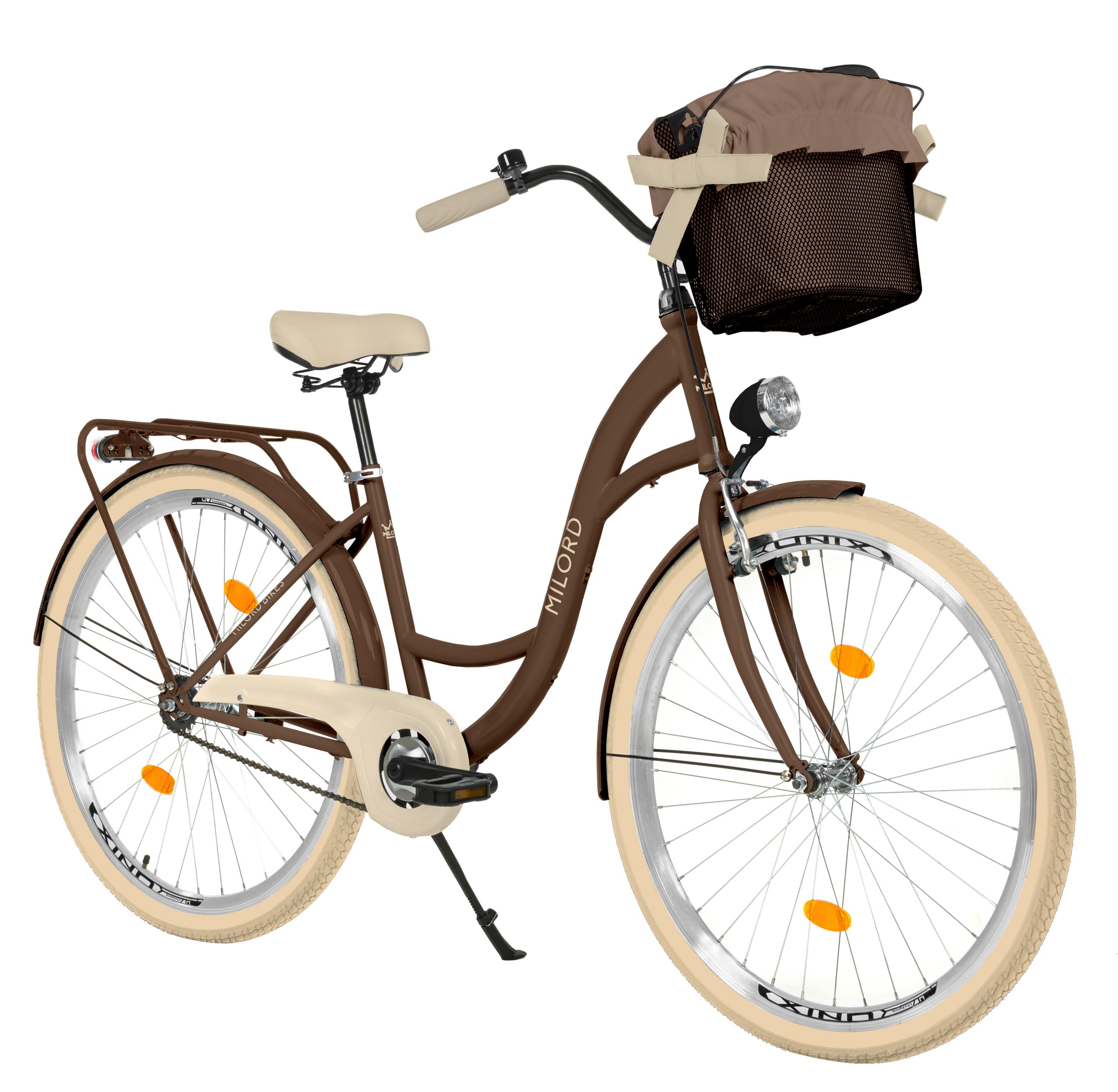 MILORD Damenfahrrad Citybike Komfort Mit Metallkorb Vintage Fahrrad, 26, 28 Zoll, 1-Gang
