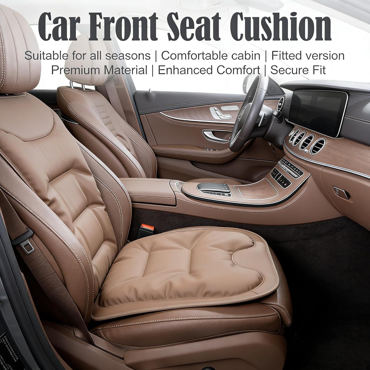 Skin-Friendly & Dirt-Repellent Leather Seat Cushions, Universal Non-Slip Breathable Car Seat Cushions, Easy to Clean Leather Seat Cushions Suitable for Car (Red Front Seat)