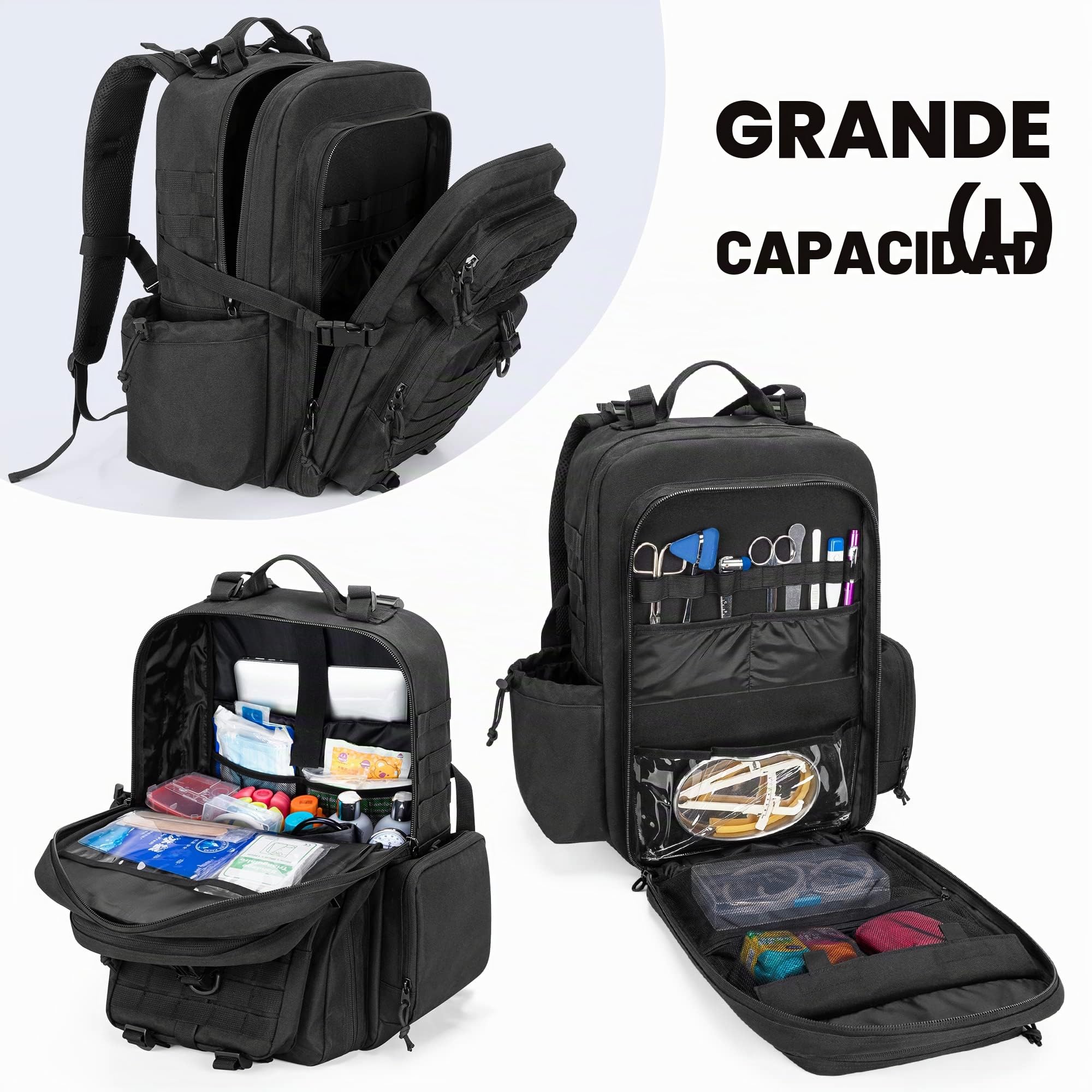 Damero Mochila Táctica Médica, Bolsa de Suministros Médicos Mochila de Primeros Auxilios con Correa en Y Superior para Caminar
