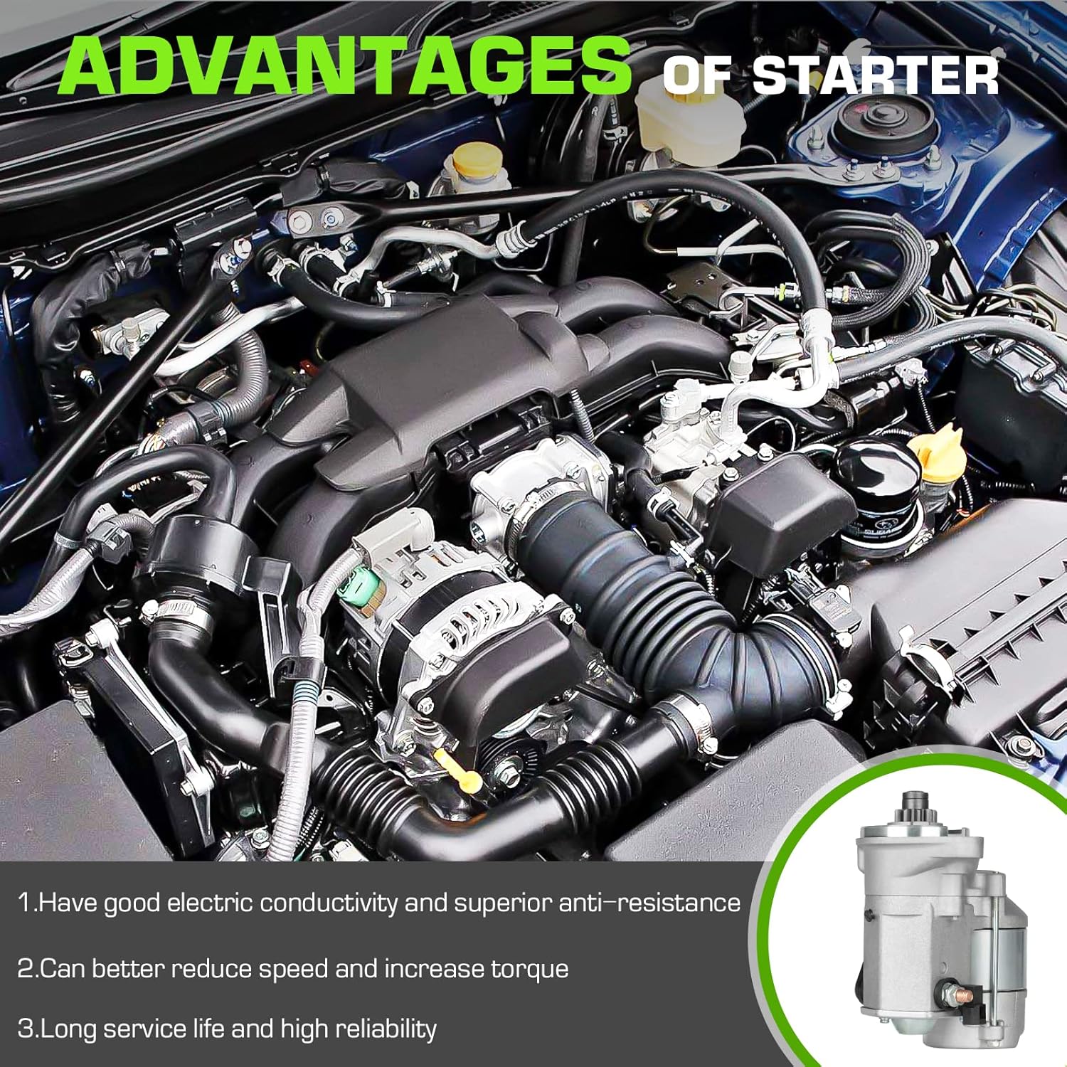 New Starter Fit for Toyota 6FGCU15, 6FGCU18, 6FGCU20, 6FGCU25, 6FGCU30, 7FG15, 7FG18, 7FG20, 7FG23, 7FG25, 7FG28, 7FG30, 7FGCS32 228000-4390 18410N, 228000-4392, 228000-4840, 9722809-439, 410-52353