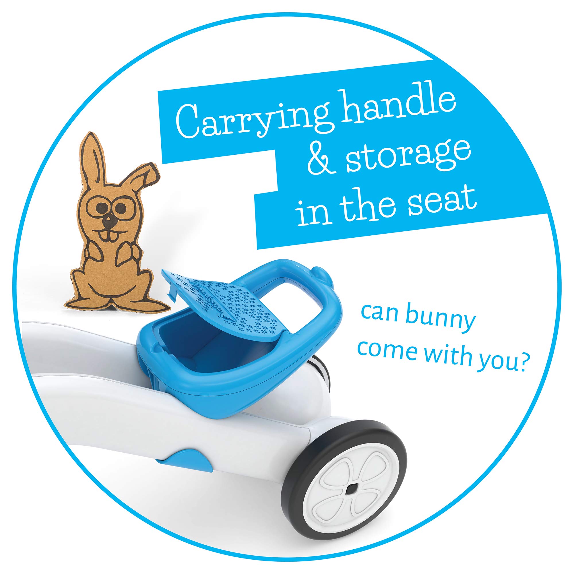 Chillafish Bunzi: Porteur bebe convertible en draisienne, trotteur évolutif 2 en 1 avec siège ajustable pour enfants de 1 à 3 ans, roues silencieuses pour jouer à l’intérieur et l’extérieur, bleu