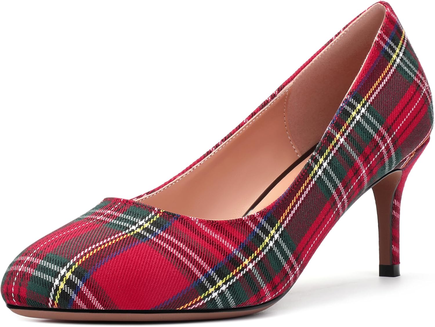 ROSERWISH Womens Slip On Wedding Party Round Toe Sexy Elegant Stiletto Mid Heel Pumps Dress Shoes 2.5 Inch