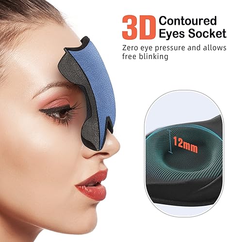 Miniatura 4 de LitBear Máscaras para dormir, antifaz con bloqueo de luz, para mujeres y hombres, para dormir de lado, suave 3D cómoda máscara de dormir con correa