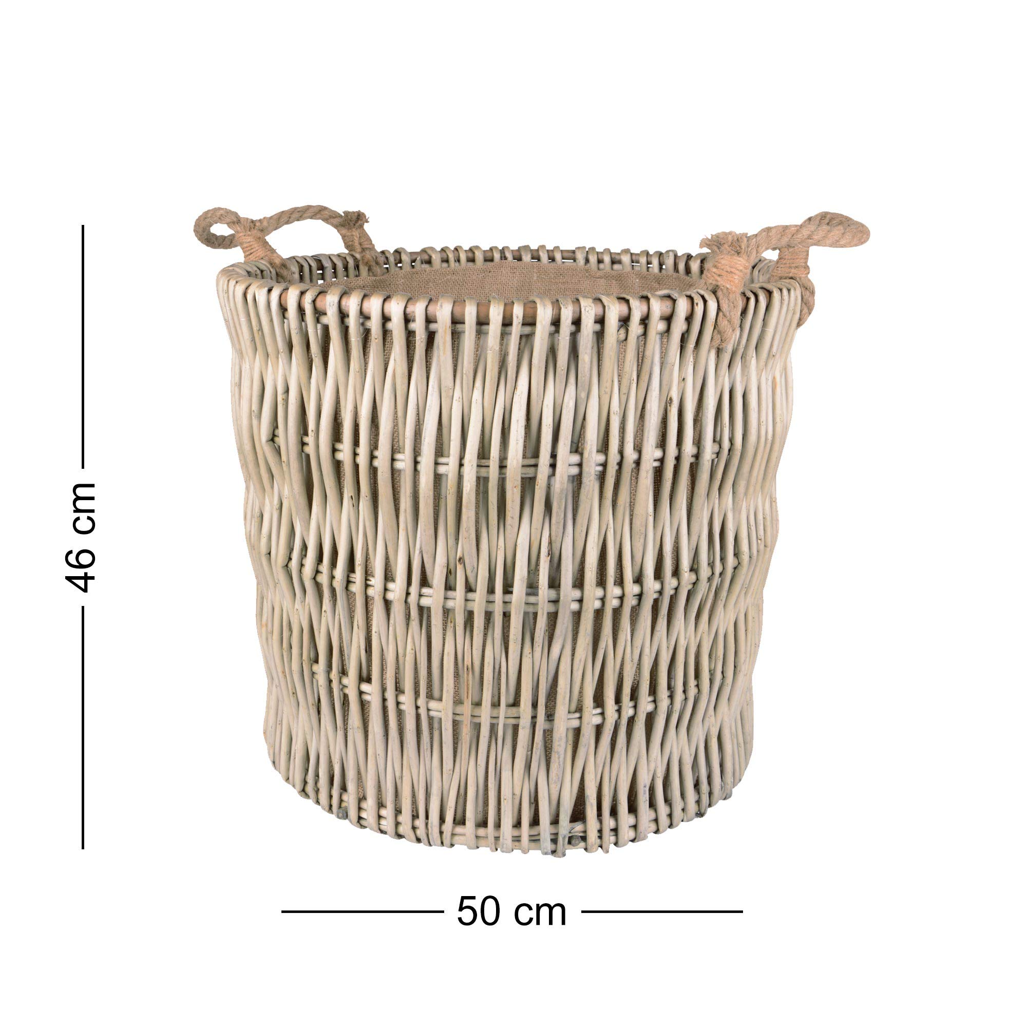 RM Design - Cestino in vimini di alta qualità per legna da ardere, cesto per la biancheria o decorazione, Ø 50 cm
