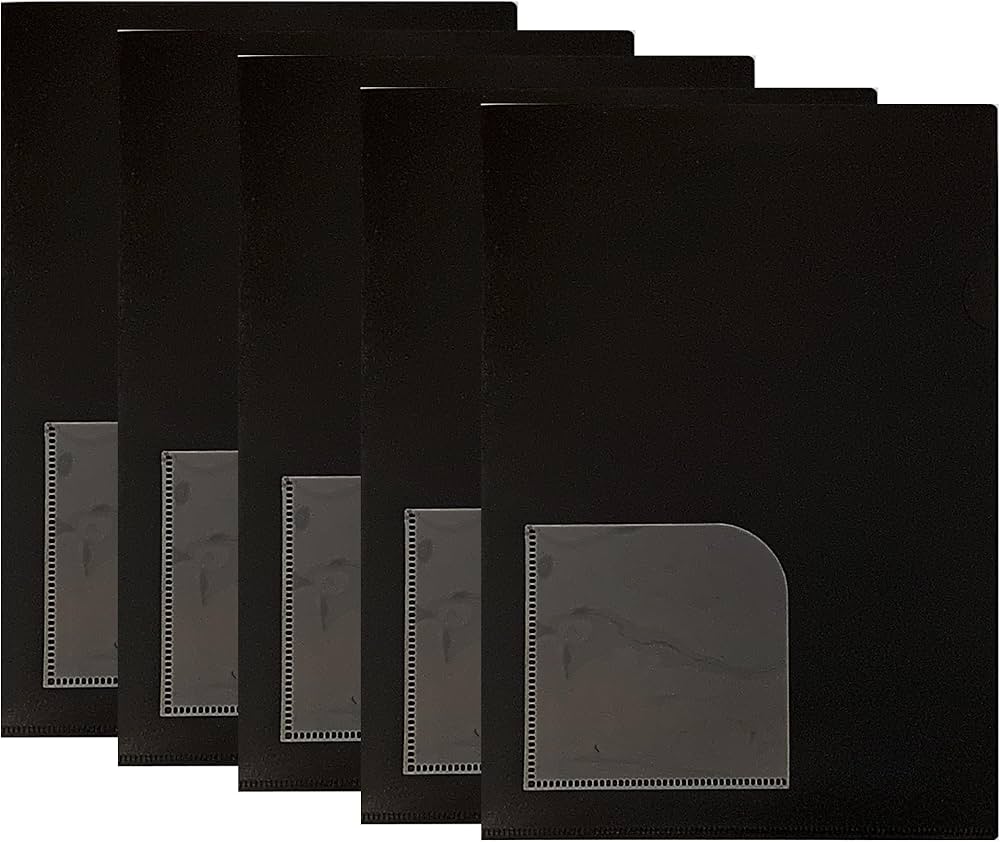 Amazon | ポケット付きクリアホルダー（クリアファイル）A4 ブラック