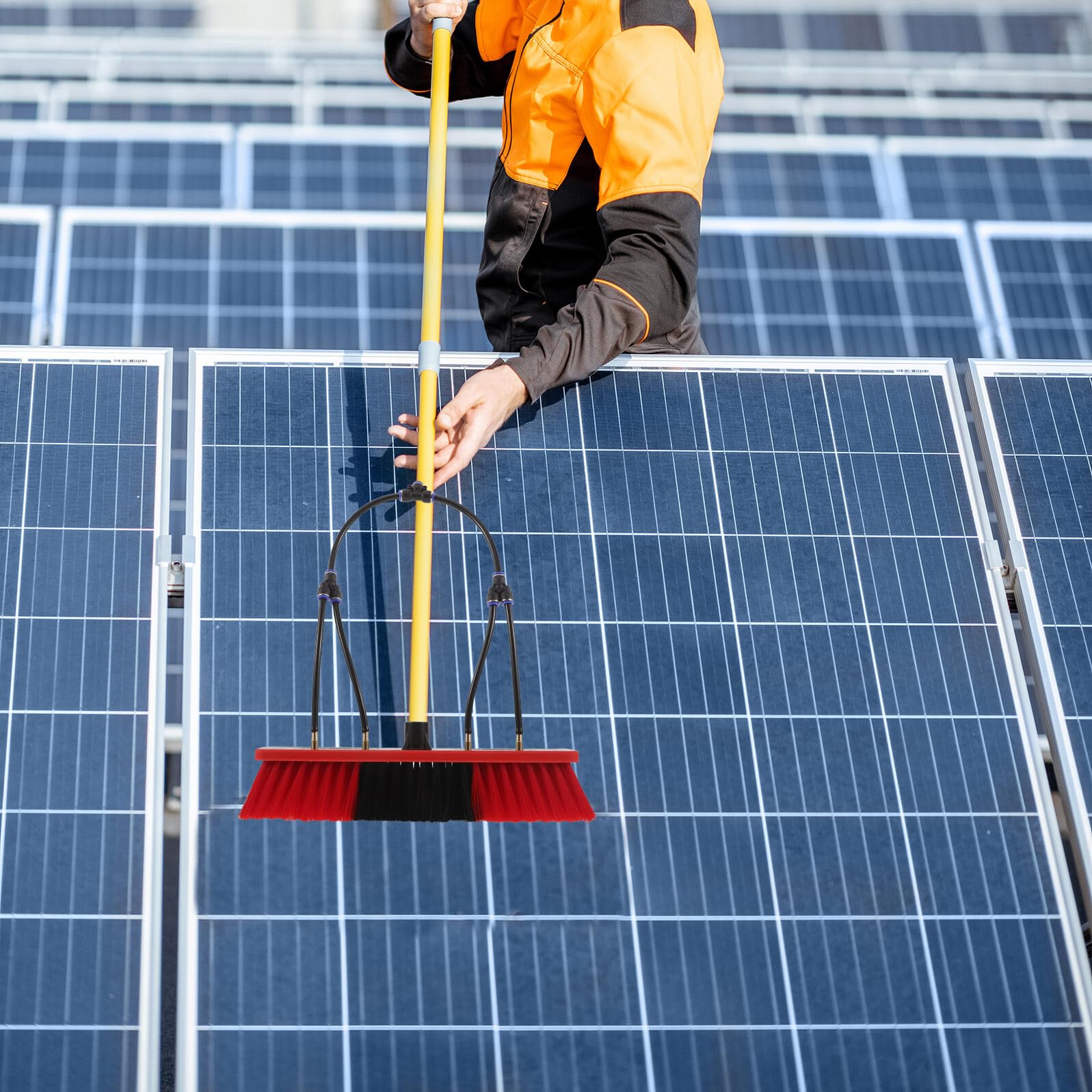 Homoyoyo Testina di Ricambio Spazzola per Pannelli Fotovoltaici 35 Cm Setole Resistenti, Compatibile Spazzole Elettriche per Pulizia Camper e Impianti Domestici, Accessorio Ecocompatibile