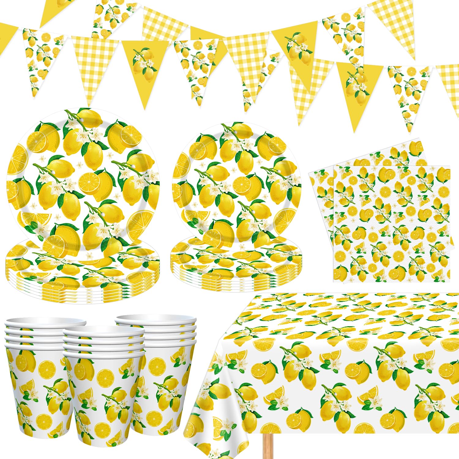 83 cytrynowe dekoracje, lemoniada, talerze, serwetki, naczynia ogrodowe, urodziny, baby shower, wesele