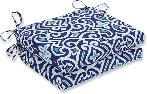 Pillow Perfect Cojín para exteriores e interiores, diseño damasco marino