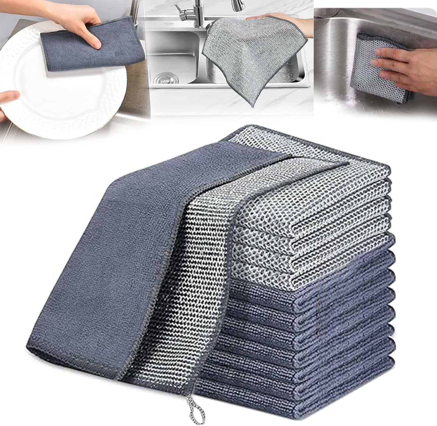 5 Chiffons Grattoirs En Nylon Inrayable - 20x20 Cm - Pour Vaisselle, Plaques, Grilles (usage Humide Ou Sec)