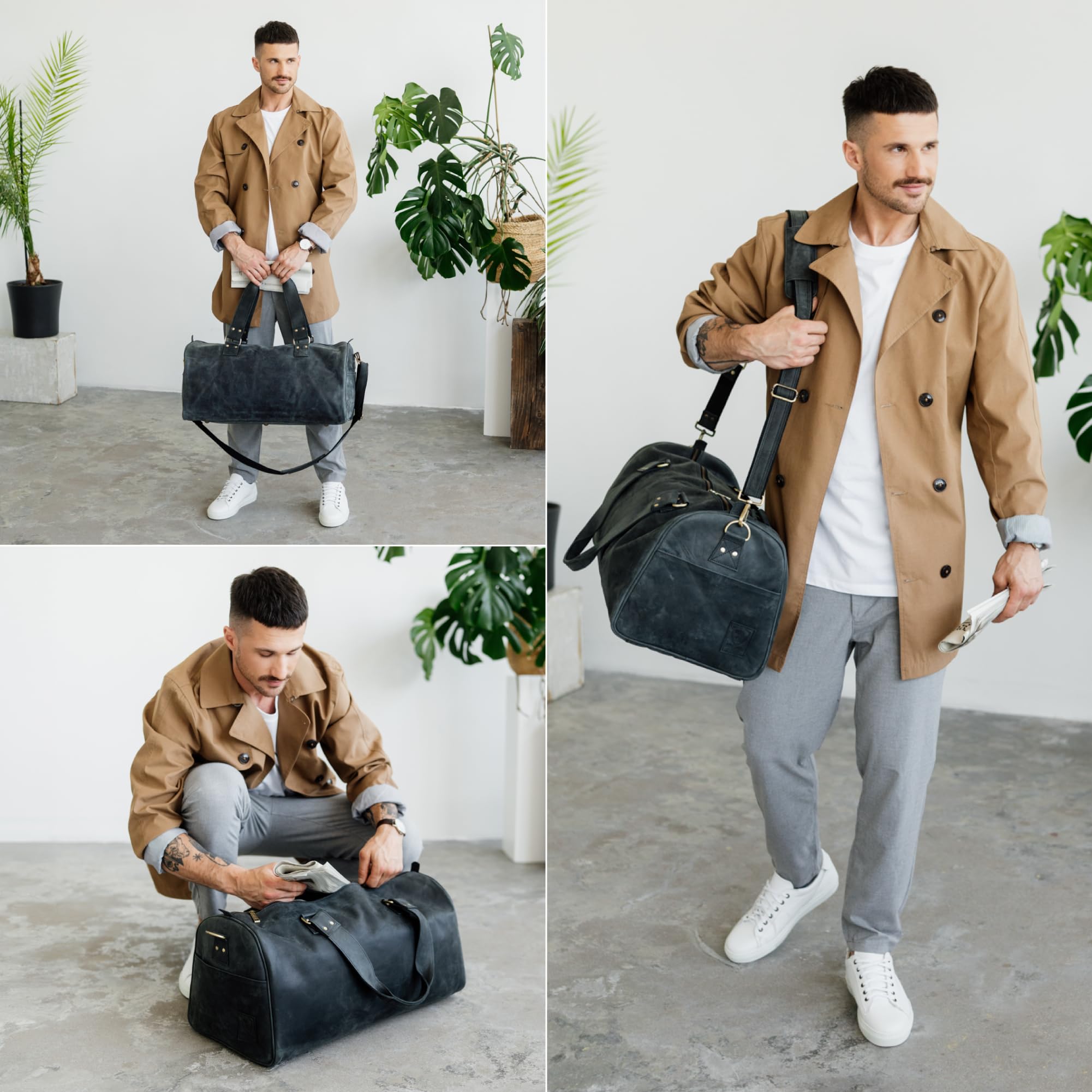 Berliner Bags Weekender Oslo skórzana torba podróżna dla mężczyzn i kobiet, brązowa duża 45 l