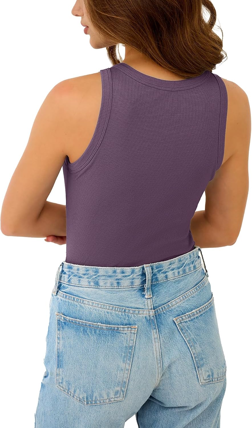 GKBK Womens Tank Tops High Neck Sleeveless Ribbed Tank Casual Basic Thick Strap Slim Fitted Racerback Shirts thumbnail