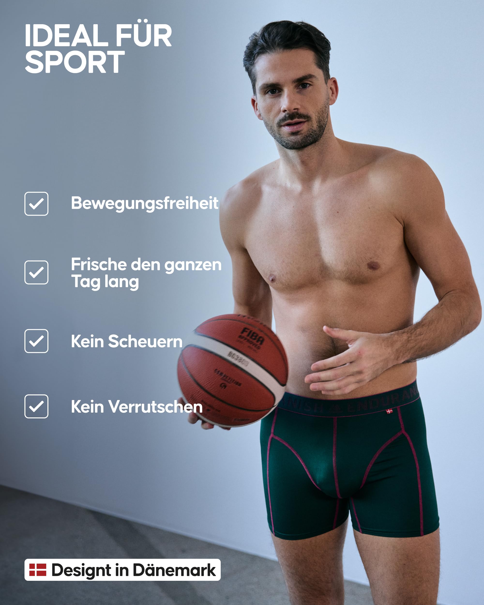 DANISH ENDURANCE 6er Pack Sport Boxershorts Herren, Funktionsunterwäsche, Sportunterwäsche Herren, Elastisch, Geruchsneutral & Atmungsaktiv, Mit regulärem oder langem Bein