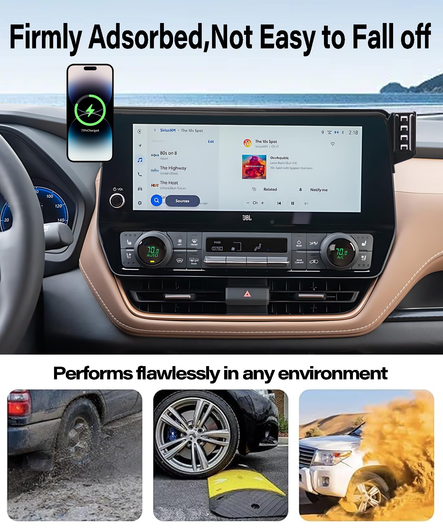 Samochodowy uchwyt na telefon do Toyota Grand Highlander/Grand Highlander Hybrid 2024 2025 Akcesoria Zastosuj do ekranu dotykowego 12,3-calowego ekranu szybkiej ładowarki bezprzewodowej