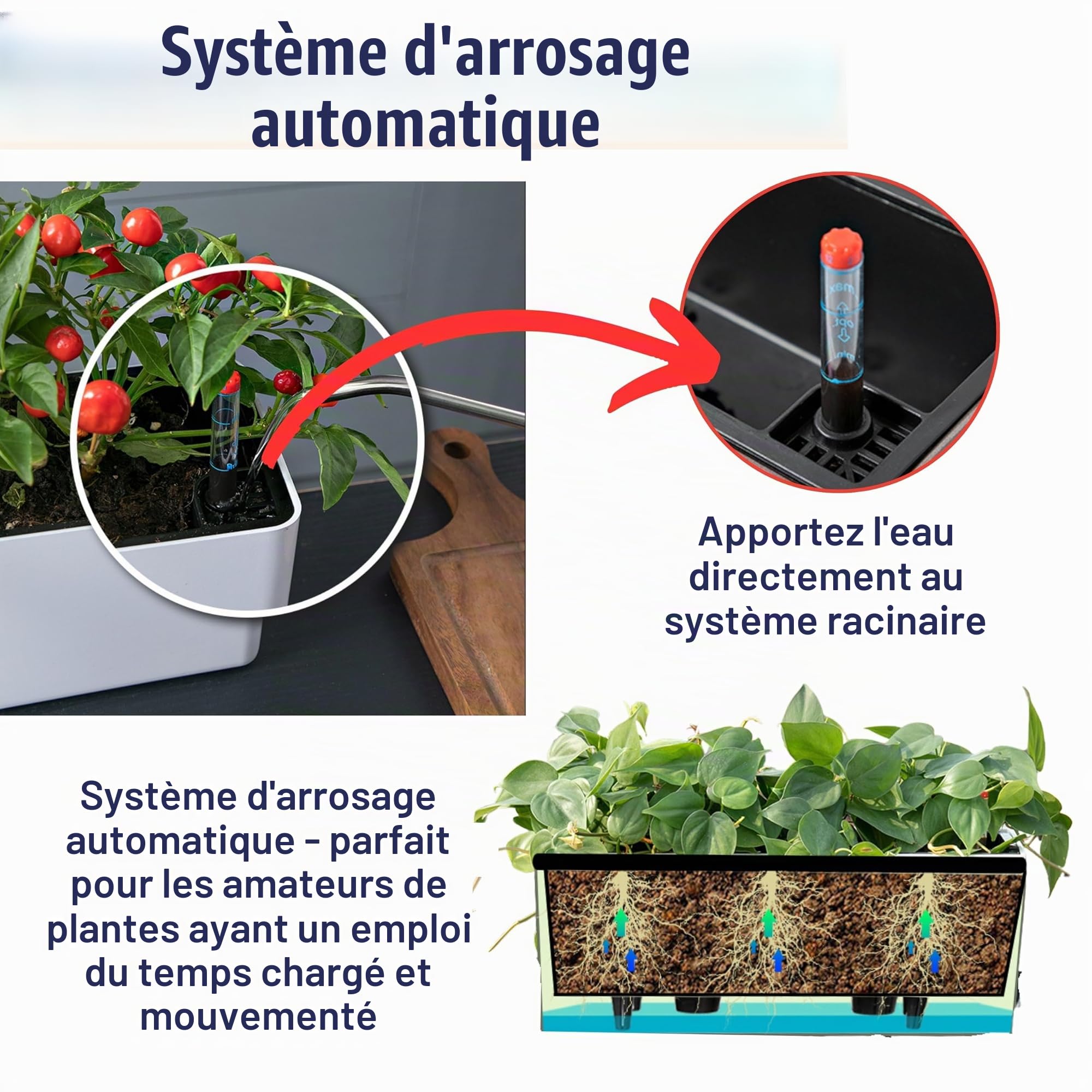 LaLaGreen Lot de 2 pots de fleurs rectangulaires pour plantes d'intérieur et d'intérieur - 40,6 cm - Noir - Avec drainage - Décoration moderne - Pour balcon, rebord de fenêtre, herbes, maison et