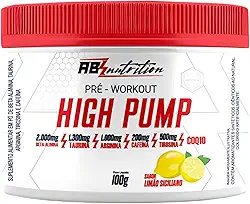Absolut Nutrition, Pré-treino complementado com Beta Alanina, Taurina, Arginina, Cafeína, Tirosina e Coenzima Q 10, Sabor limão siciliano, High Pump, 100 gramas