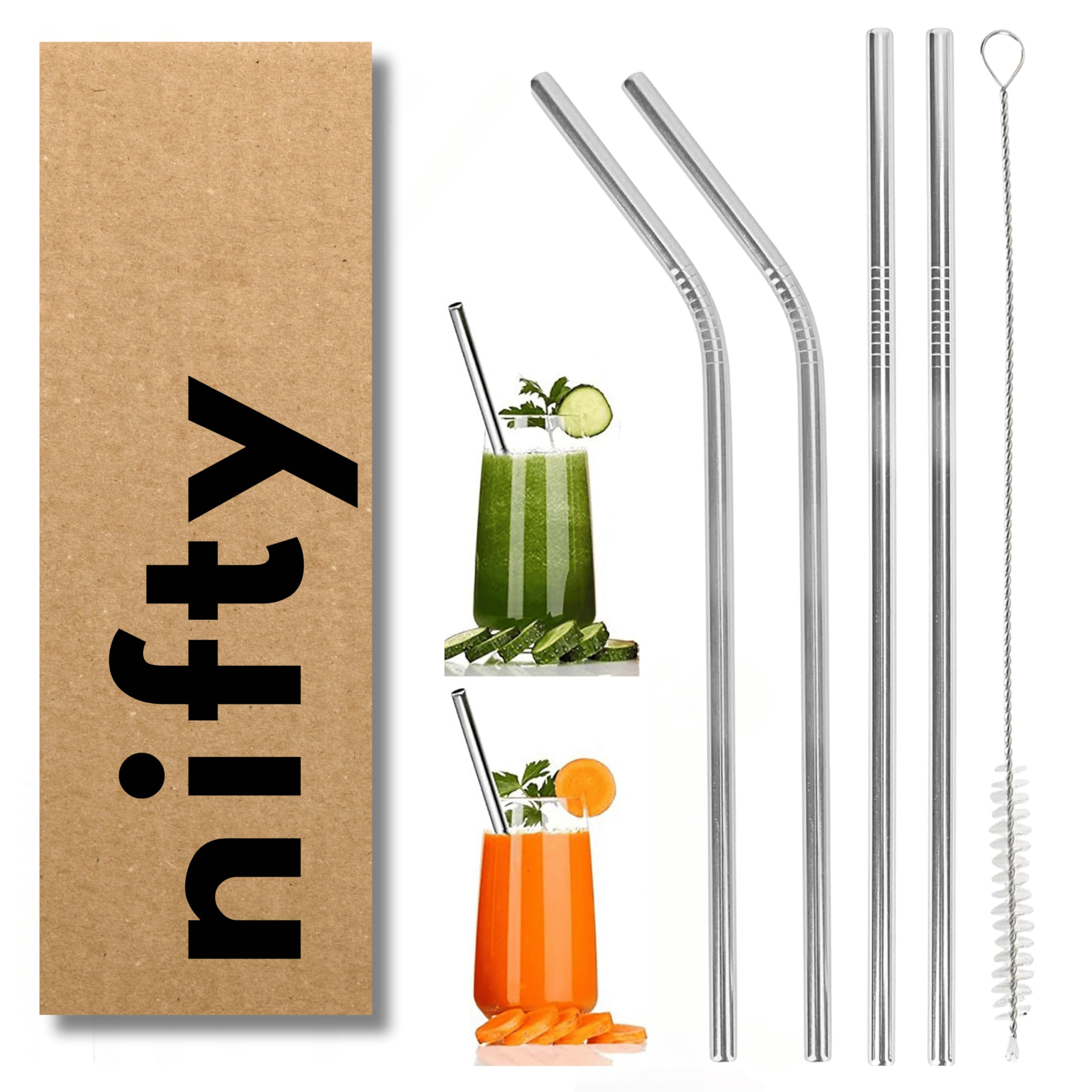 Stainless Steel Drinking Straw Set with Cleaning Brush, 4 Pieces, Dishwasher Safe Reusable Straws for Cocktails, Smoothies and More (B0D32MSMWG) Amazon Price History, Amazon Price Tracker