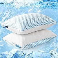 EASELAND Queen Size Adjustable Shredded Memory Foam Pillows Set of 2 - Cooling Cover for Hot Sleepers, Side Back Stomach Sleepers