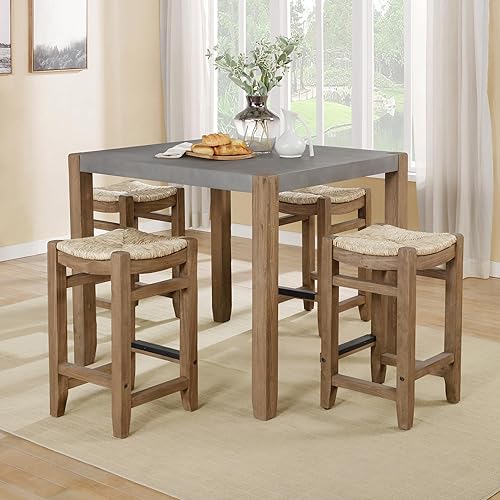 Miniatura 5 de Alaterre Furniture Newport - Taburete de madera de 26 pulgadas de alto con asiento Rush