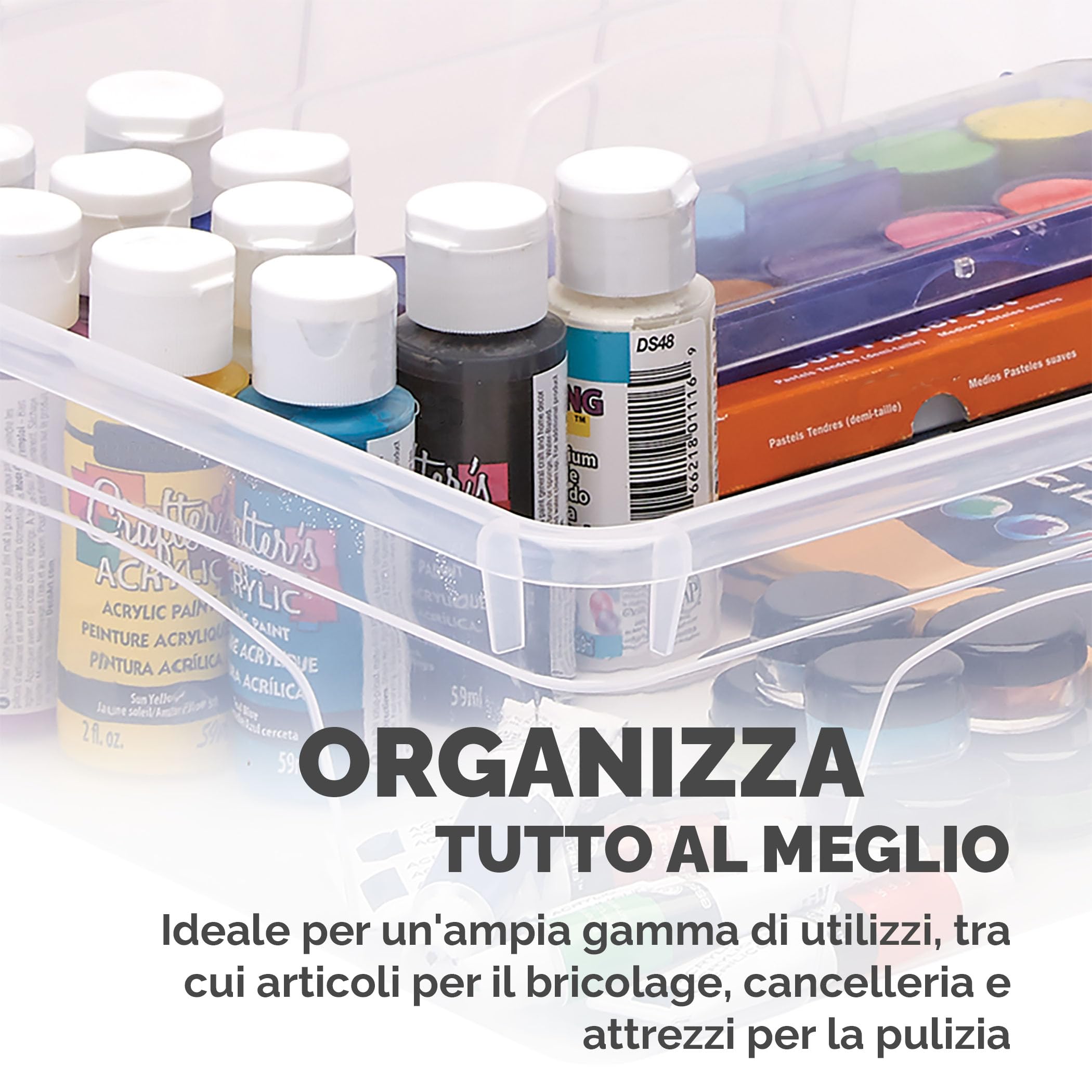 Bankers Box 12L scatole in plastica in confezione da 3, BPA-Free con coperchi riciclati al 100%, impilabili, coperchio anti polvere, 11x32x40cm, ideali per organizzare la casa e l'ufficio