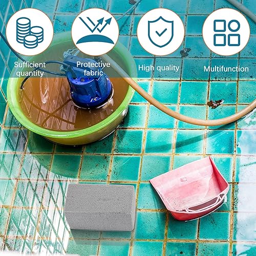 Miniatura 3 de Yinder 4 piezas de azulejos de piedra pómez para eliminar la limpieza de azulejos de piscina de 3.94 x 2.76 x 1.57 pulgadas, azulejos pómez de